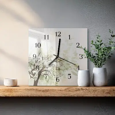 Moderne wanduhr quadratisch Baum