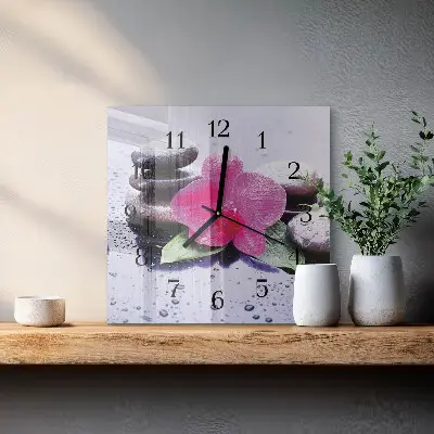 Wanduhr mit motiv quadratisch Orchidee