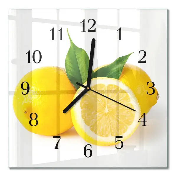 Quadratische wanduhr Zitronen