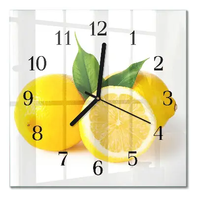 Quadratische wanduhr Zitronen