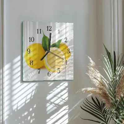 Quadratische wanduhr Zitronen