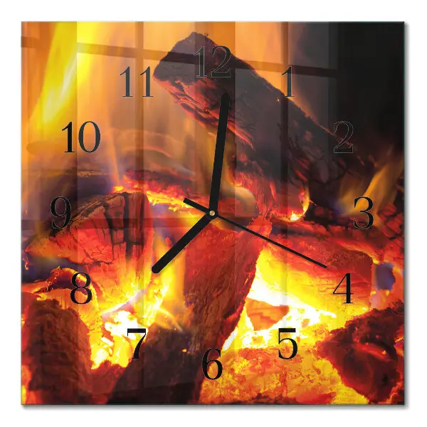 Quadratische wanduhr modern Feuer