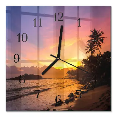 Glasuhr quadratisch Sonnenuntergang