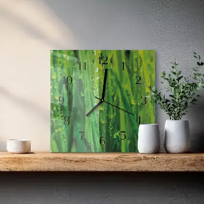 Quadratische wanduhr Gras