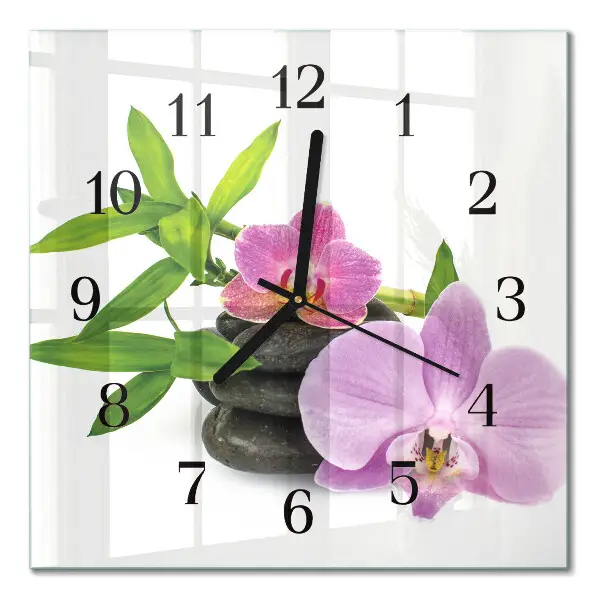 Quadratische wanduhr Orchidee