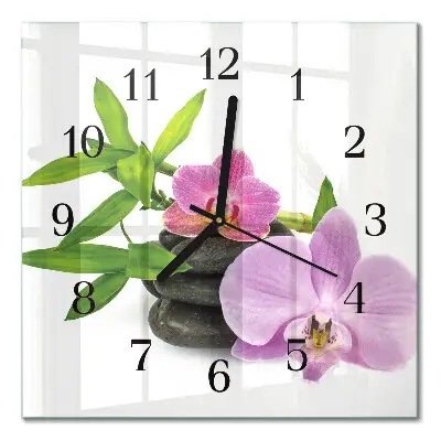 Quadratische wanduhr Orchidee