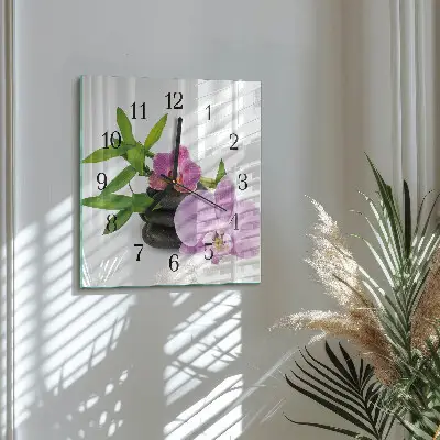 Quadratische wanduhr Orchidee