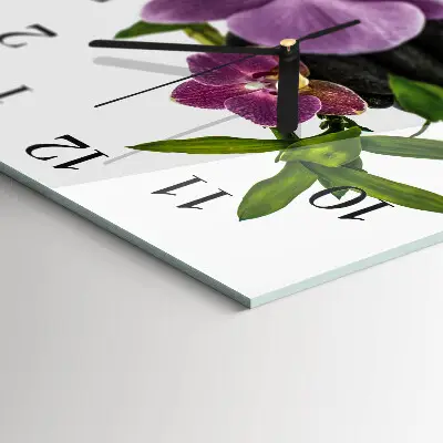 Quadratische wanduhr Orchidee