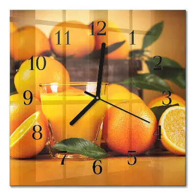 Moderne wanduhr quadratisch Orangen