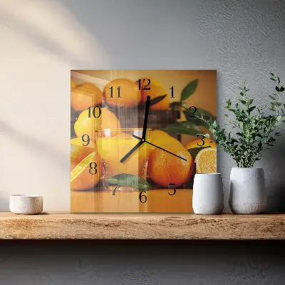 Moderne wanduhr quadratisch Orangen