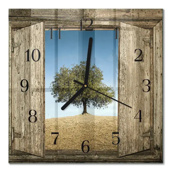 Wanduhr mit motiv quadratisch Baum