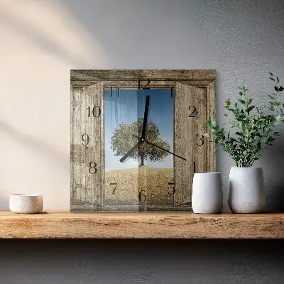 Wanduhr mit motiv quadratisch Baum