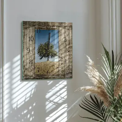 Wanduhr mit motiv quadratisch Baum
