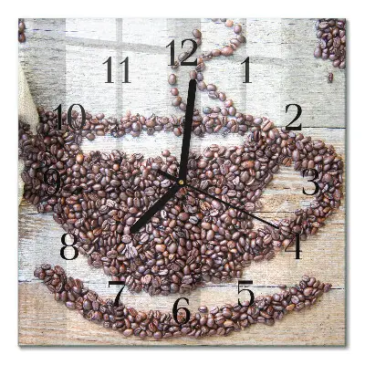 Quadratische wanduhr modern Kaffeebohnen