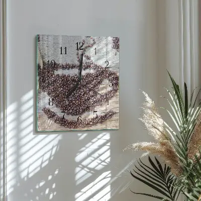 Quadratische wanduhr modern Kaffeebohnen