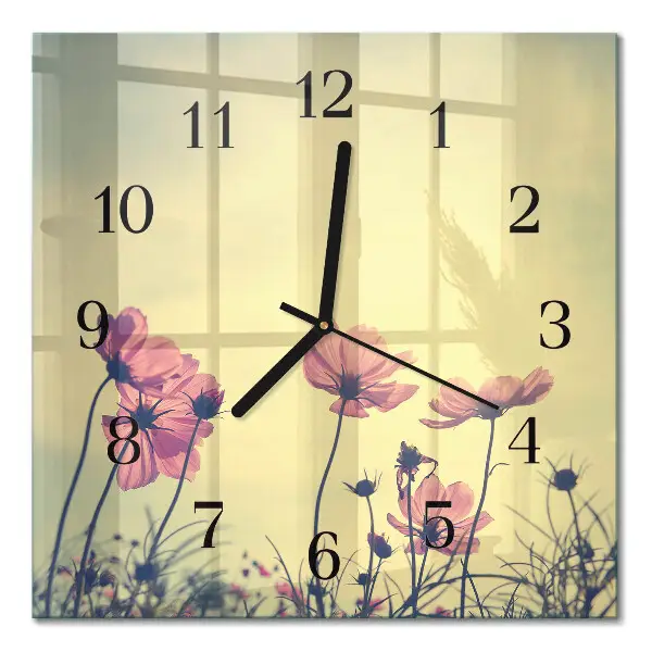 Wanduhr mit motiv quadratisch Blumen