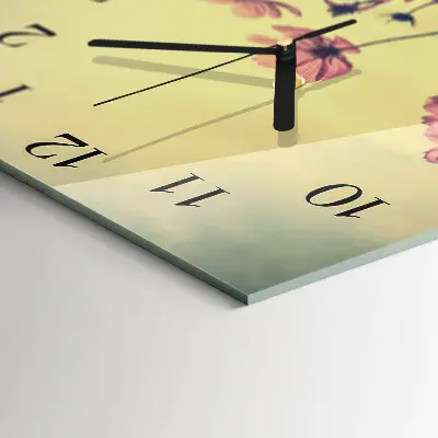 Wanduhr mit motiv quadratisch Blumen