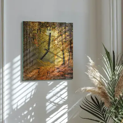 Moderne wanduhr quadratisch Herbst im Wald
