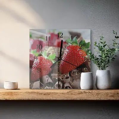 Wanduhr mit motiv quadratisch Erdbeeren
