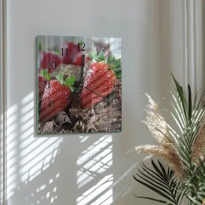 Wanduhr mit motiv quadratisch Erdbeeren
