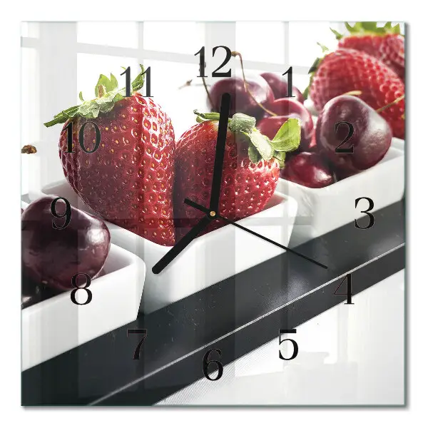 Glasuhr quadratisch Erdbeeren