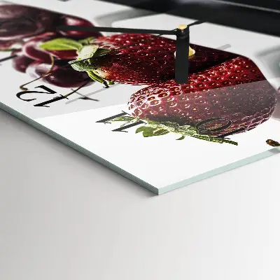 Glasuhr quadratisch Erdbeeren