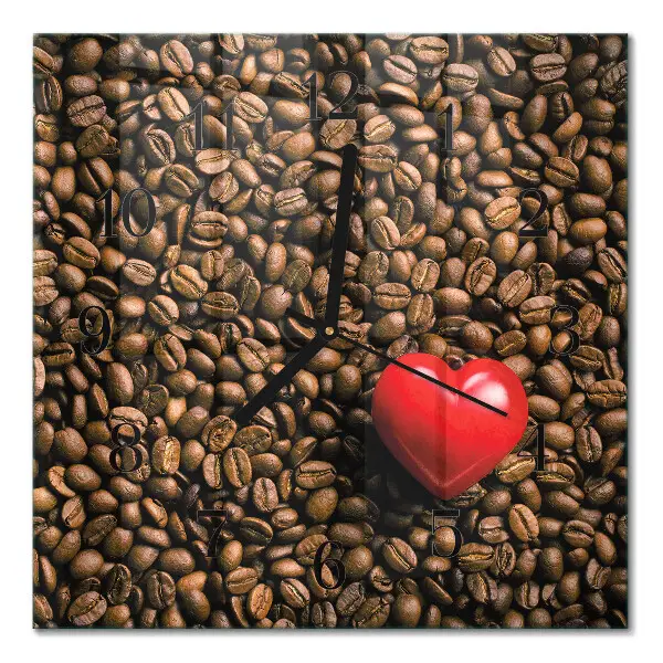 Glasuhr quadratisch Kaffeebohnen