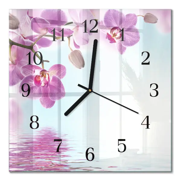 Quadratische wanduhr Orchidee