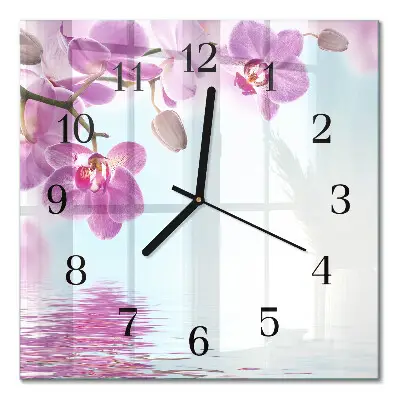 Quadratische wanduhr Orchidee