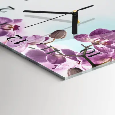 Quadratische wanduhr Orchidee