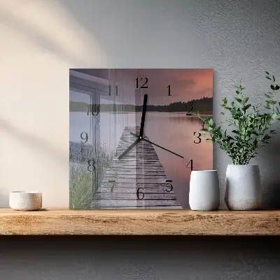 Quadratische wanduhr Brücke