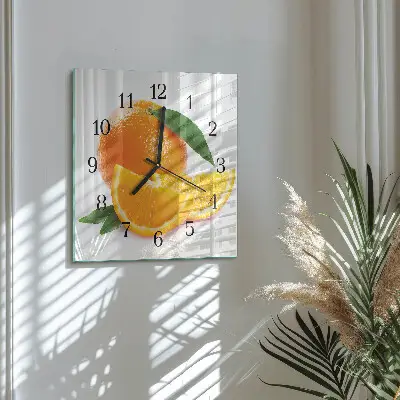 Moderne wanduhr quadratisch Orangen