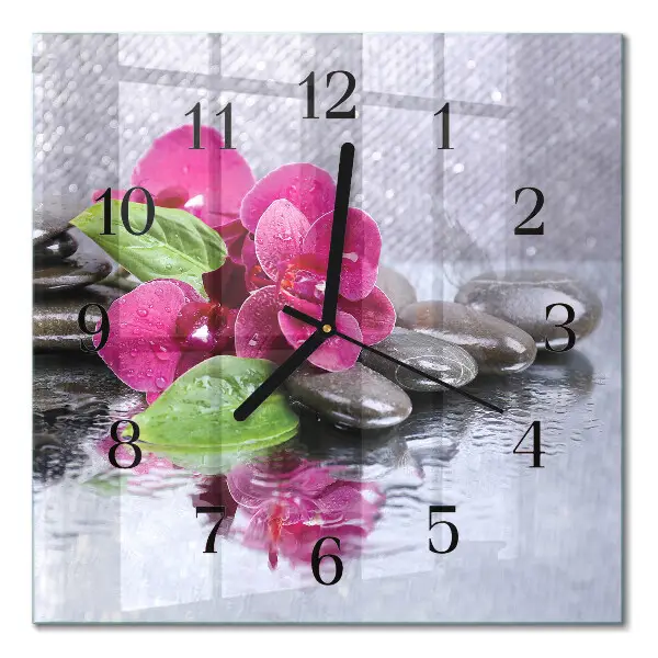 Wanduhr mit motiv quadratisch Orchidee