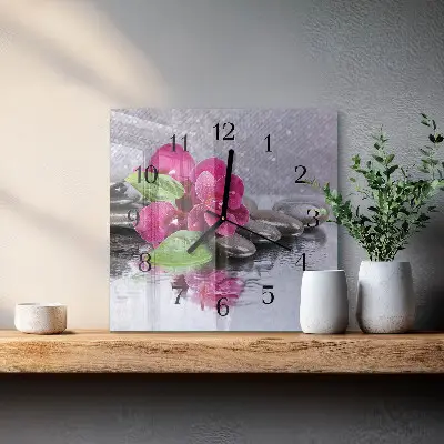 Wanduhr mit motiv quadratisch Orchidee