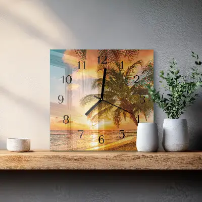 Glasuhr quadratisch Sonnenuntergang