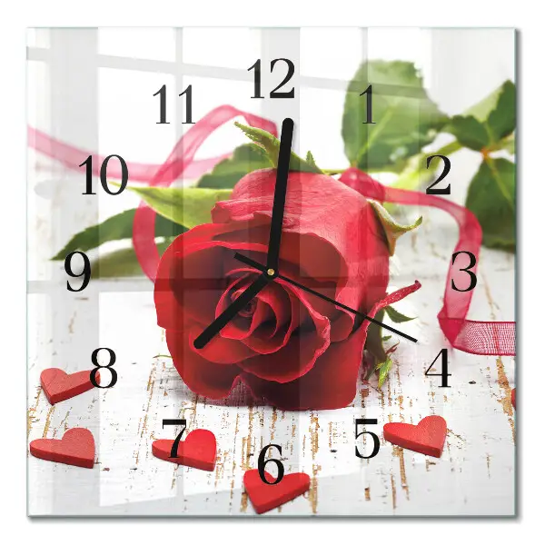 Quadratische wanduhr Rose