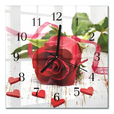 Quadratische wanduhr Rose