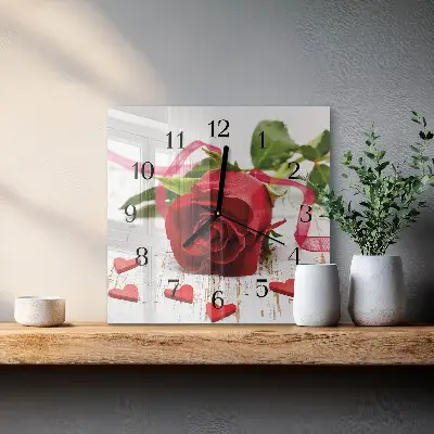 Quadratische wanduhr Rose