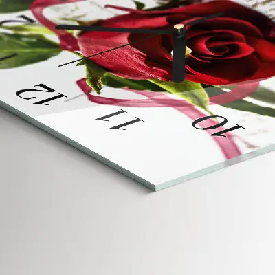 Quadratische wanduhr Rose