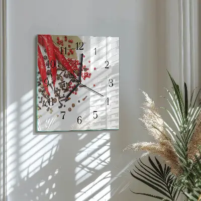 Moderne wanduhr quadratisch Rote Paprika