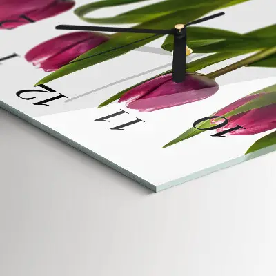 Wanduhr mit motiv quadratisch Tulpen