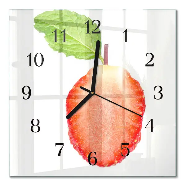 Quadratische wanduhr modern Erdbeere