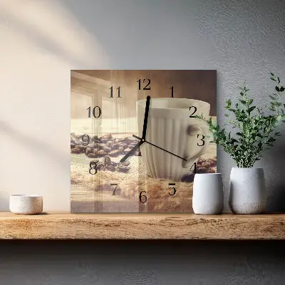 Glasuhr quadratisch Kaffee