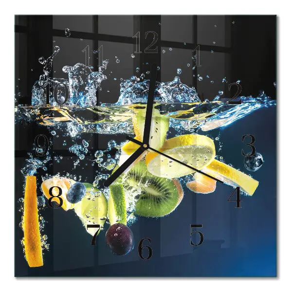 Quadratische wanduhr modern Obst