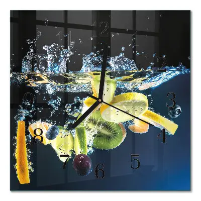 Quadratische wanduhr modern Obst