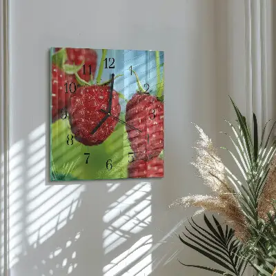Quadratische wanduhr Himbeeren