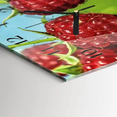 Quadratische wanduhr Himbeeren