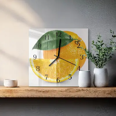 Moderne wanduhr quadratisch Orangen