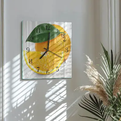 Moderne wanduhr quadratisch Orangen