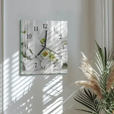 Wanduhr mit motiv quadratisch Blumen